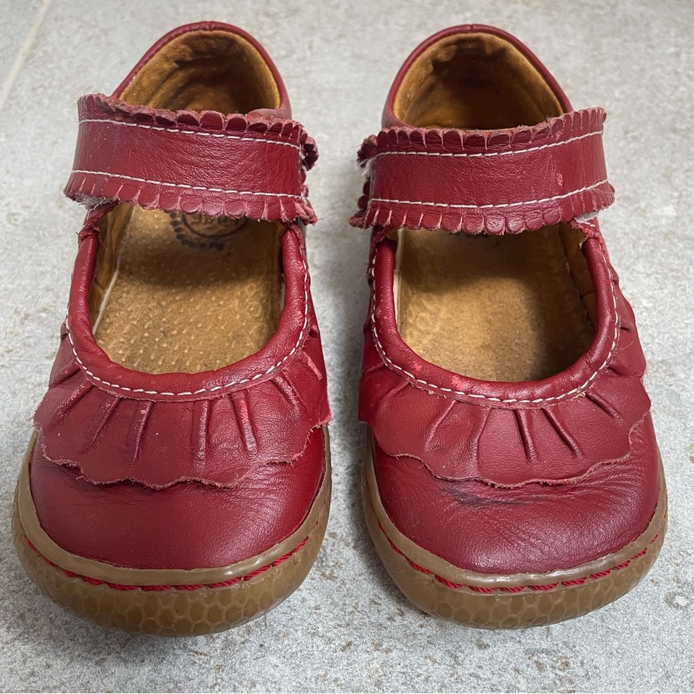 Livie & Luca dark red Ruche Mary Jane shoes